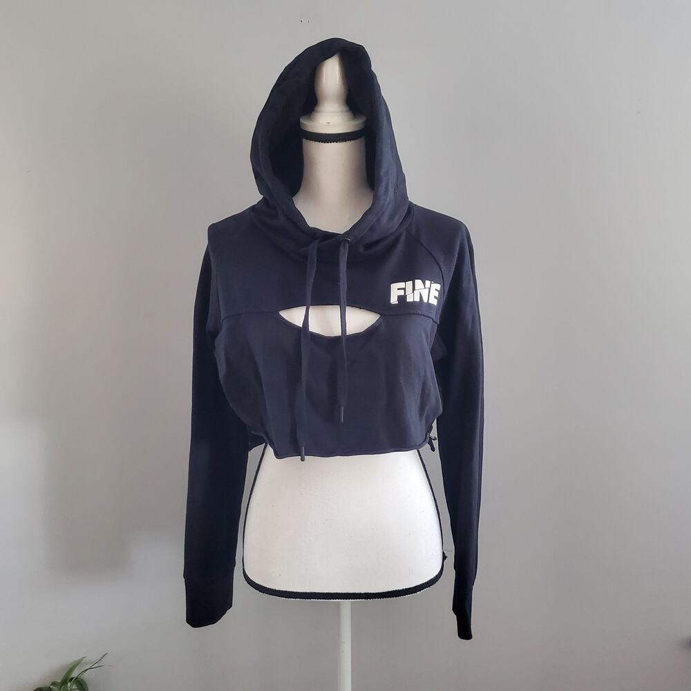 Fine Ass Girls Black Crop Hoodie Sweatshirt M